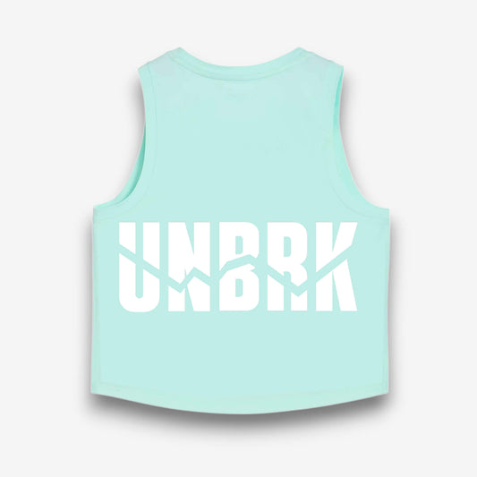 UNBRK Fitness Women Crop Tee 'It's all about Commitment' - Light Blue