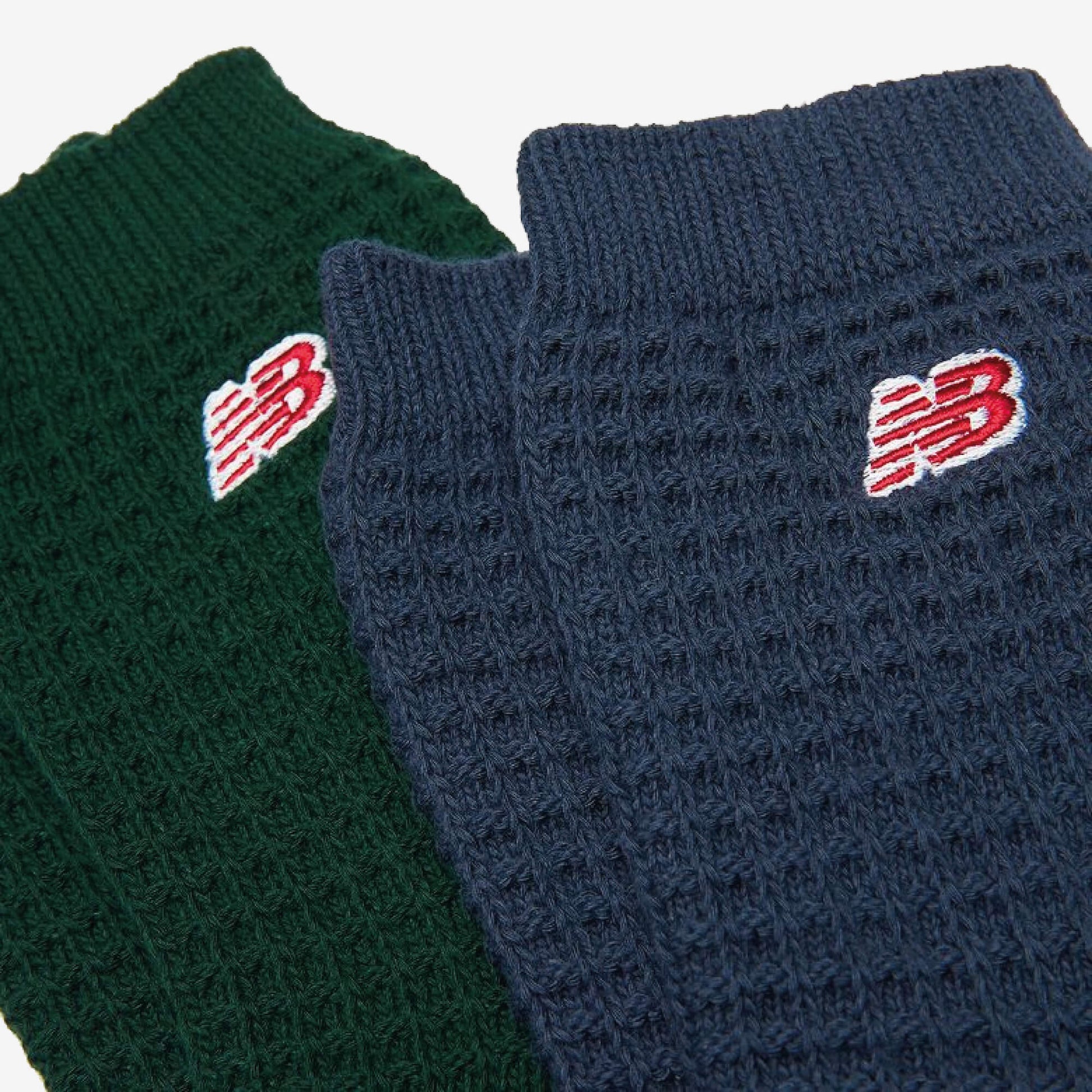 New Balance waffle knit ankle socks 2 pack blue | green - details