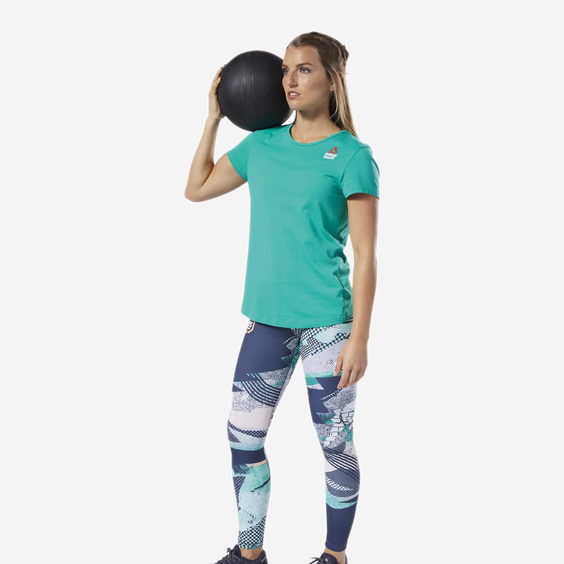 Reebok crossfit games activchill women's t-shirt green - side view