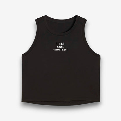 UNBRK Fitness Women Crop Tee 'It's all about Commitment' - Black