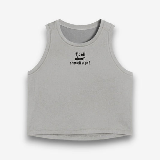 UNBRK Fitness Women Crop Tee 'It's all about Commitment' - Grey Fog