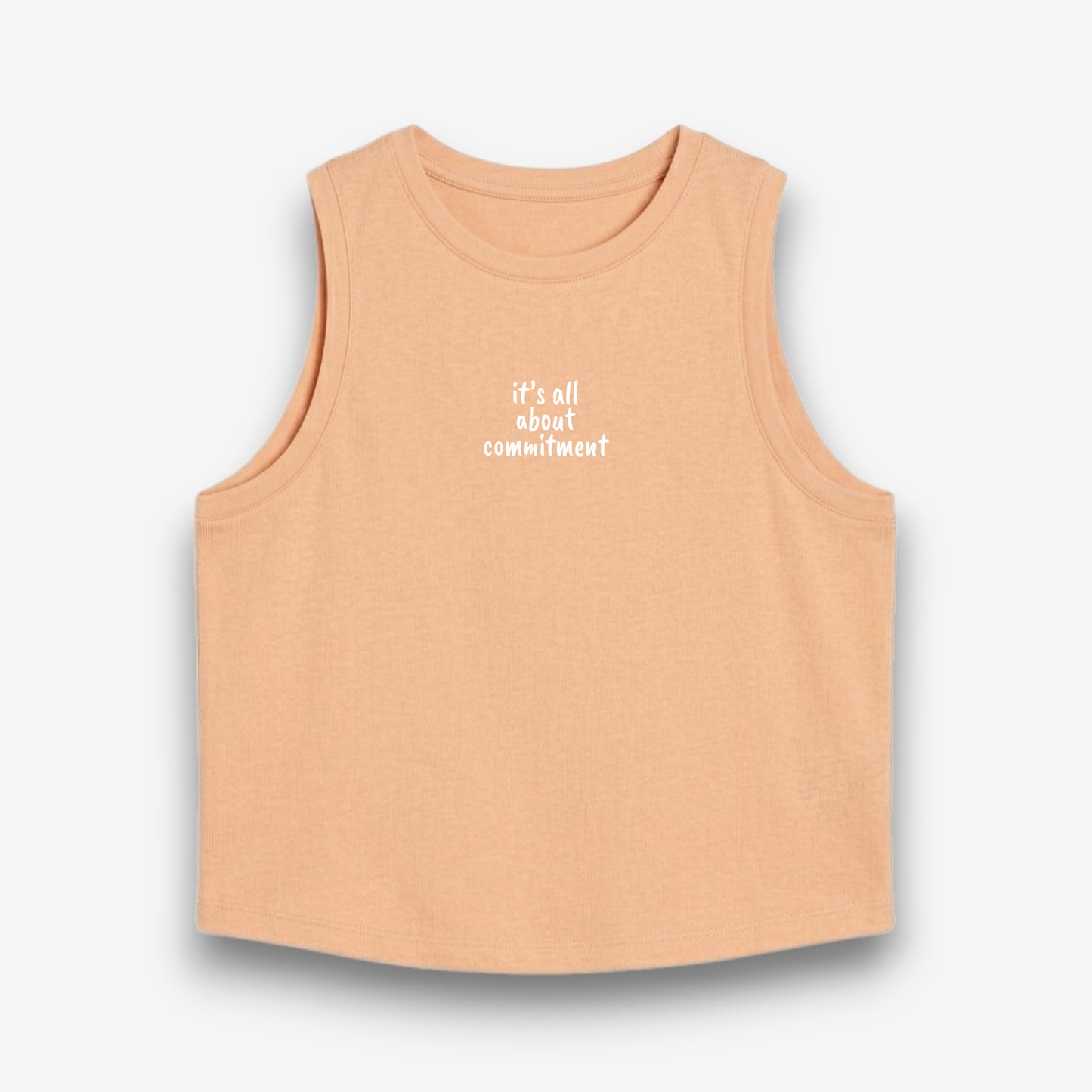 UNBRK Fitness Women Crop Tee 'It's all about Commitment' - Peach
