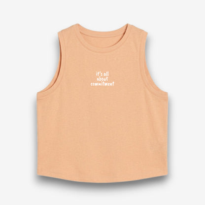 UNBRK Fitness Women Crop Tee 'It's all about Commitment' - Peach