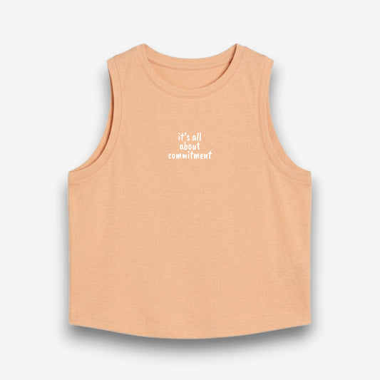 UNBRK Fitness Women Crop Tee 'It's all about Commitment' - Peach