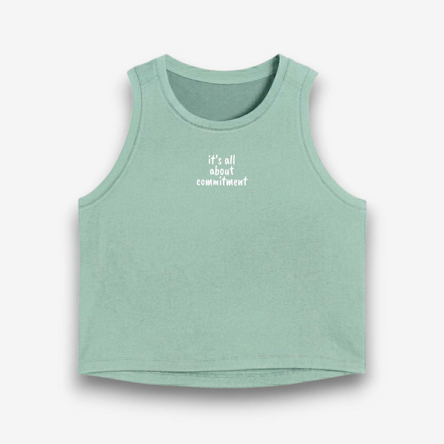 UNBRK Fitness Women Crop Tee 'It's all about Commitment' - Teal Green