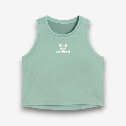 UNBRK Fitness Women Crop Tee 'It's all about Commitment' - Teal Green