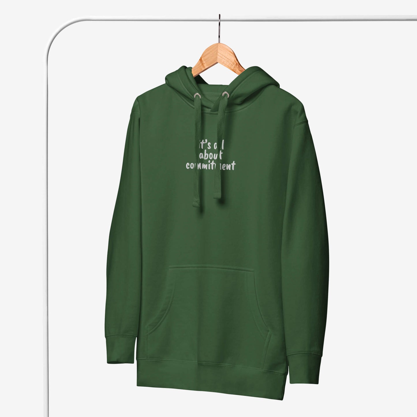 UNBRK Fitness Hoodie 'It's All About Commitment' - Forest Green