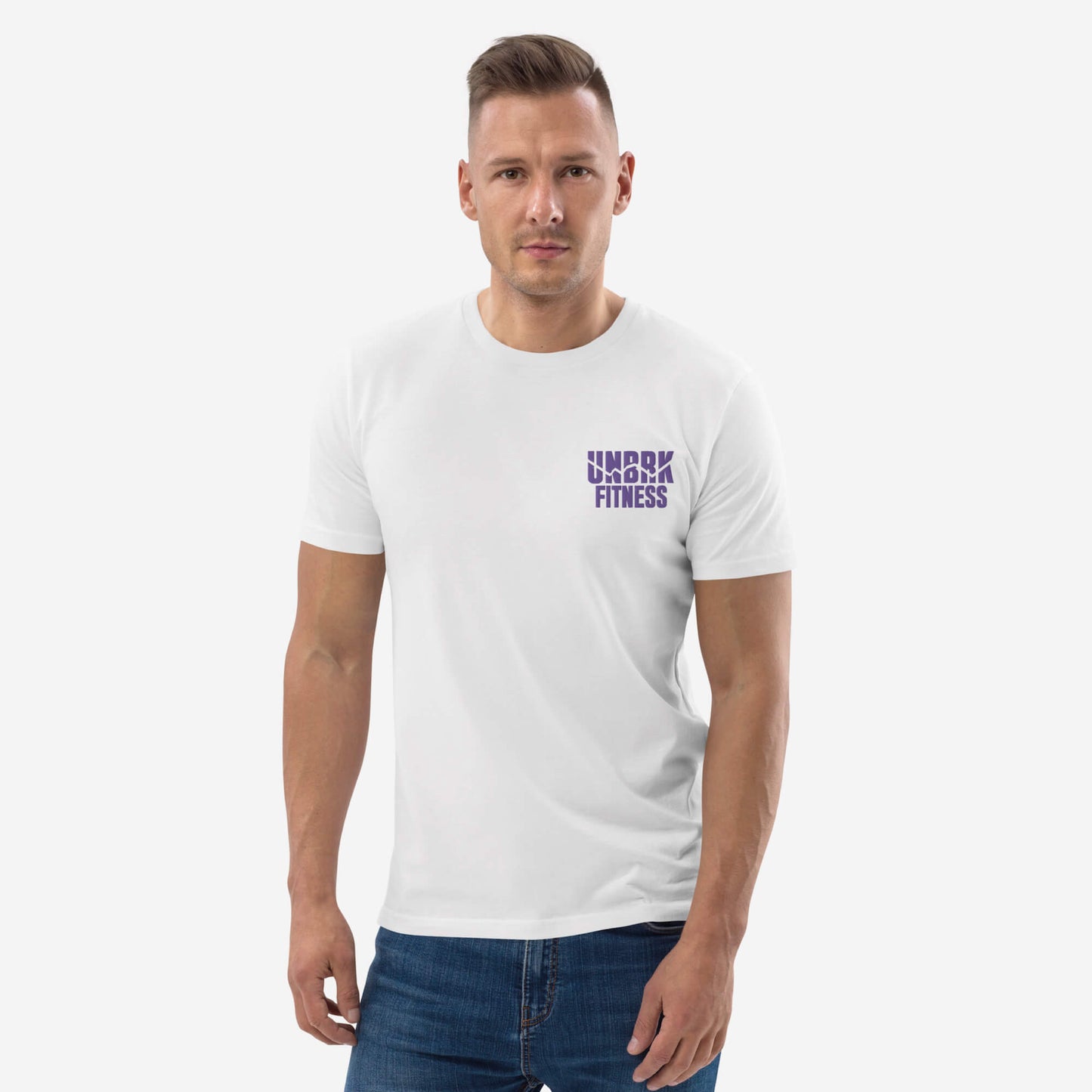 UNBRK Fitness White Classic T-shirt - Purple Logo