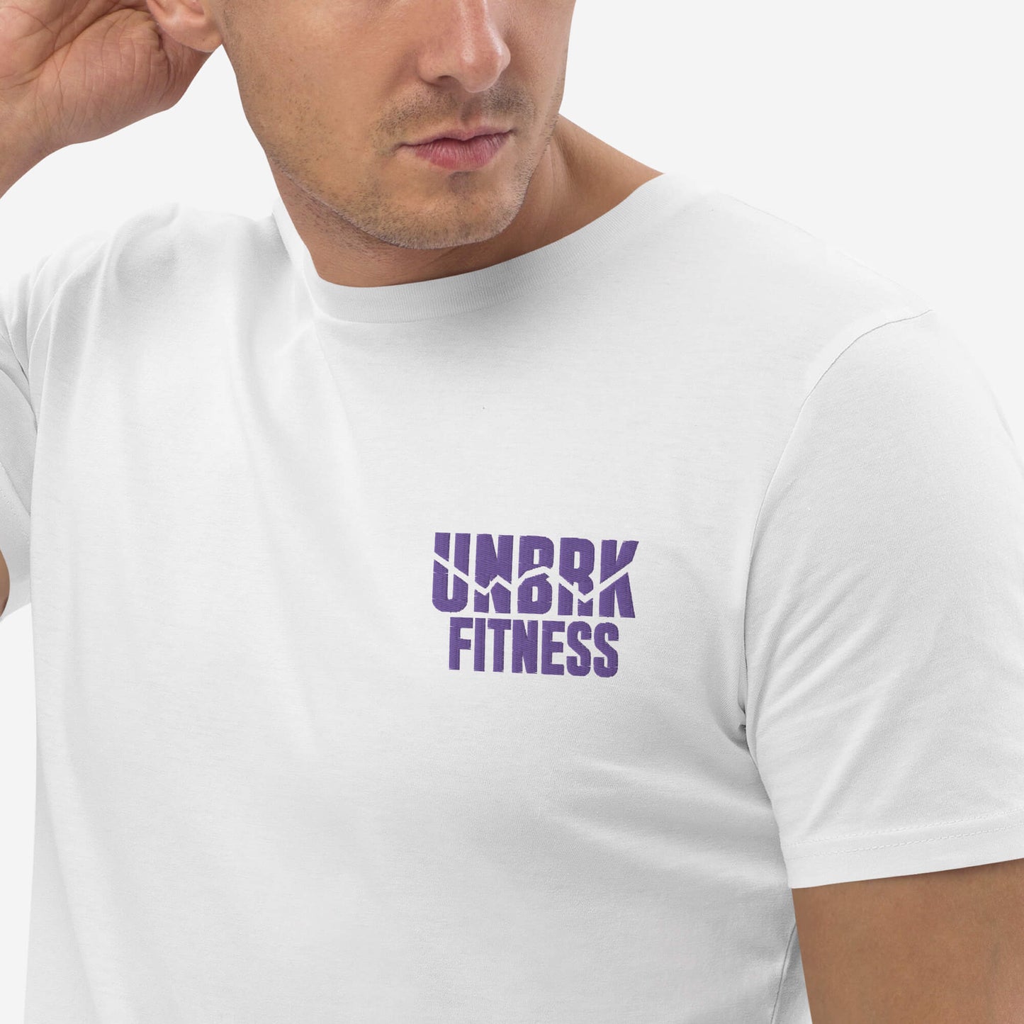 UNBRK Fitness White Classic T-shirt - Purple Logo