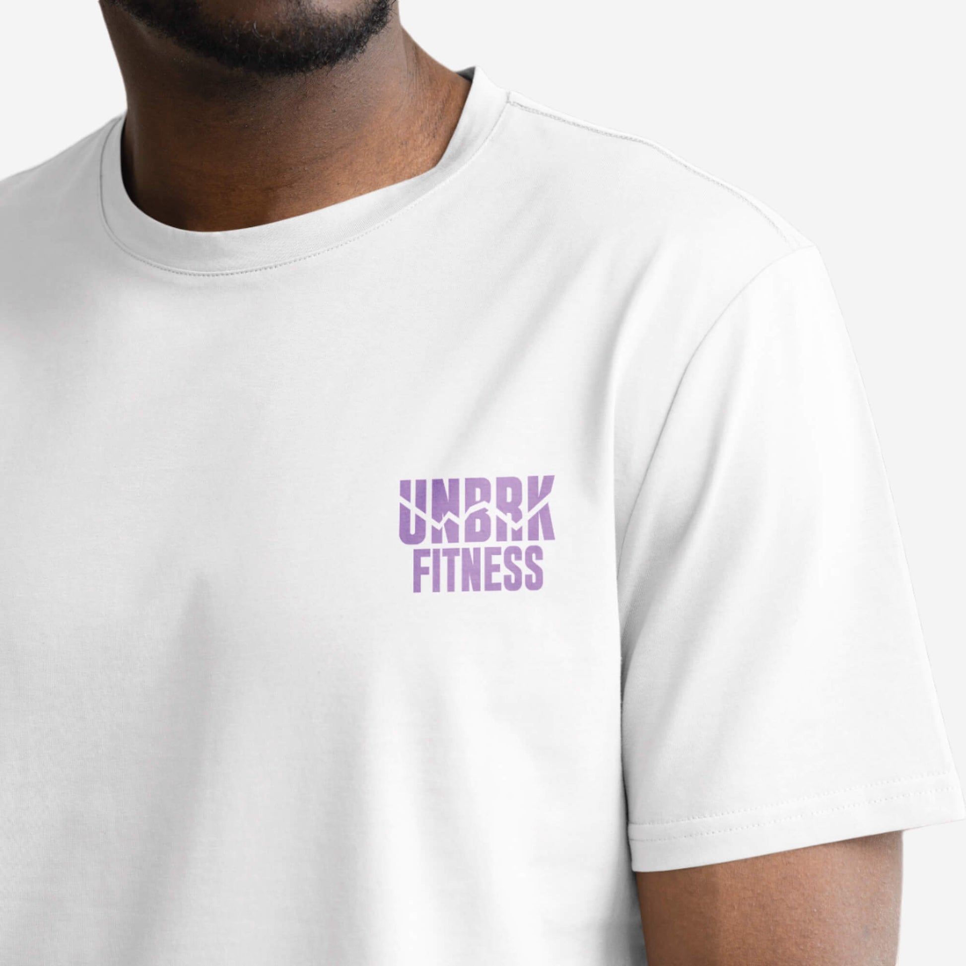 unbrk fitness tee you can't stop me color white withe purple design for training, fitness and crossfit