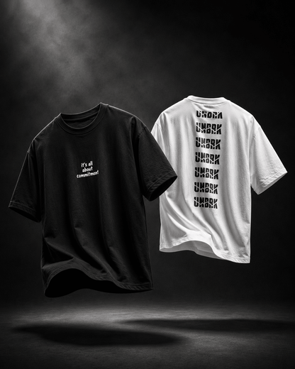 UNBRK Fitness T-shirt 'It's All About Commitment' 2 Pack - Black & White