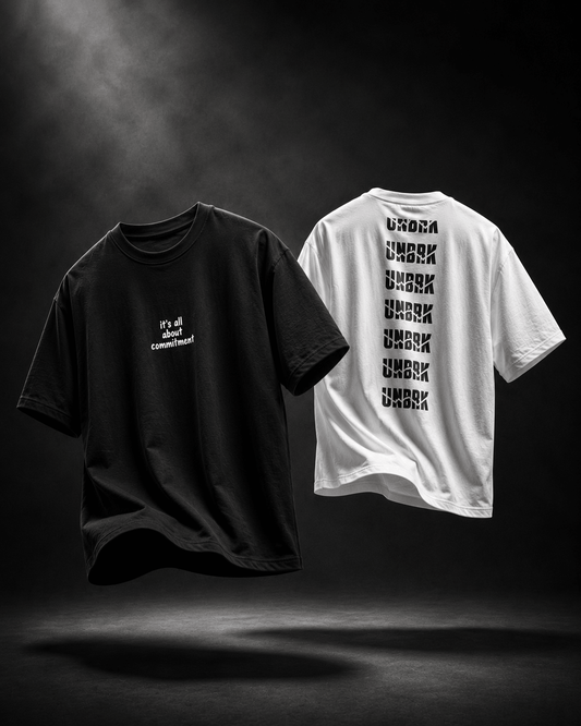 UNBRK Fitness T-shirt 'It's All About Commitment' 2 Pack - Black & White