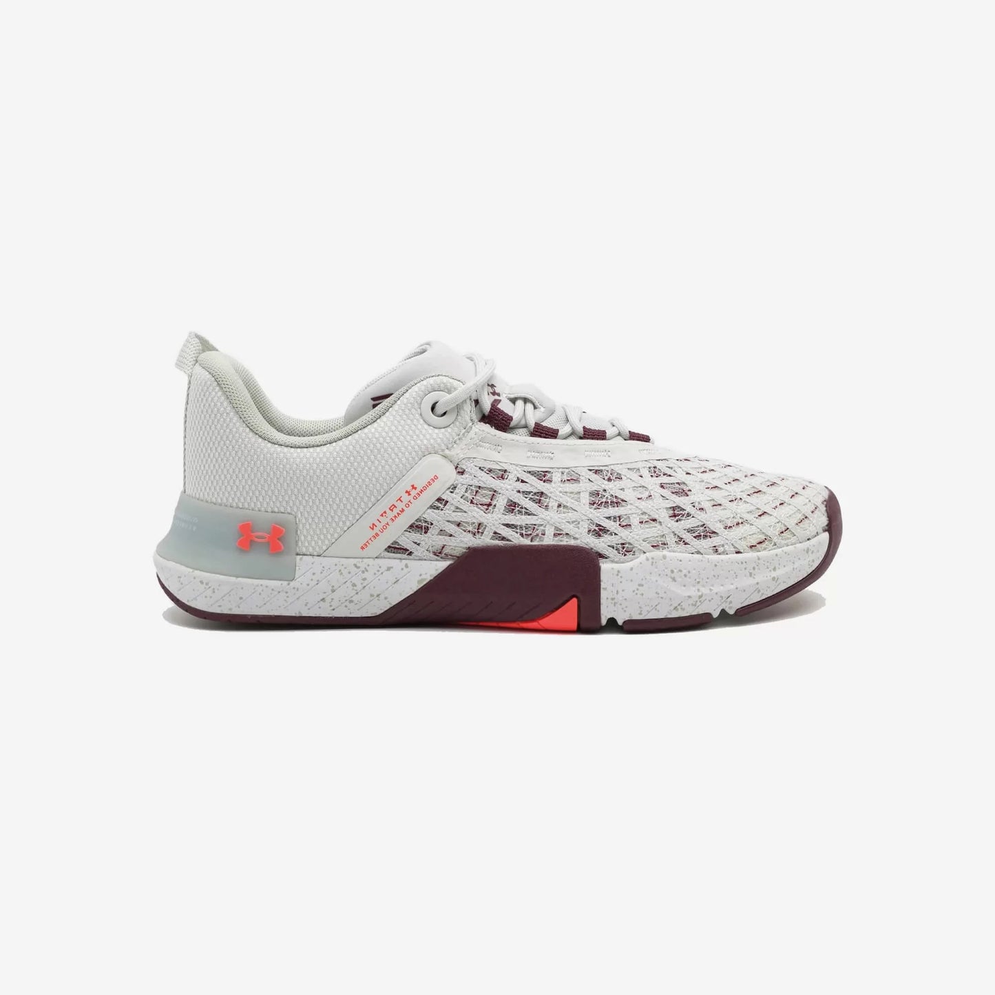 Under Armour TriBase Reign 5 Trainers - White Clay | Deep Red